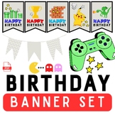 Retro Video Game-Themed Birthday Bunting Flag Banner Set