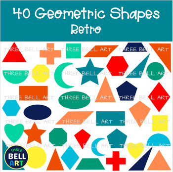 Preview of Retro Vintage Geometry Math Shapes 40 Geometric Art Clipart {Three Bell Art}