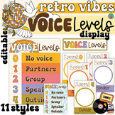 Retro Voice Level Chart | EDITABLE | Retro Vibes Classroom Decor