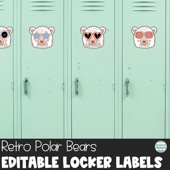 Preview of Retro Winter Name Tags - Polar Bears - Editable Locker Labels or Cubby Tags