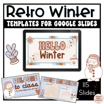 Preview of Retro Winter Themed Templates for Google Slides: December | January