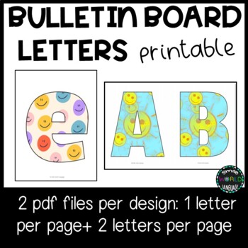 Retro pack2 Bulletin board letters printable A-Z a-z 0-9 ñç groovy ...