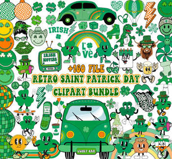 Preview of Retro st patrick day Clipart Bundle, st patrick day clipart, Spring Clipart