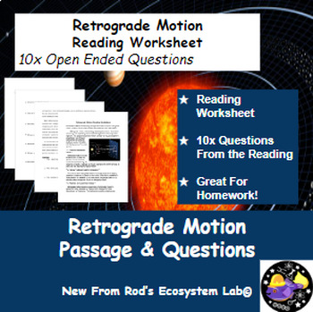Preview of Retrograde Motion Reading Worksheet **Editable**
