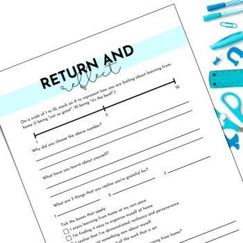 Preview of Return & Reflect - Wellbeing DISTANCE LEARNING FREEBIE
