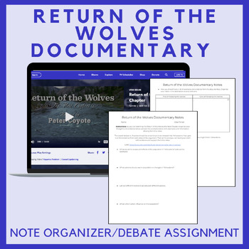 Preview of Return of the Wolves Documentary - Note Organizer/Debate Assignment