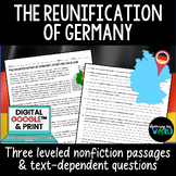 Reunification of Germany Leveled Reading Passage + Questio