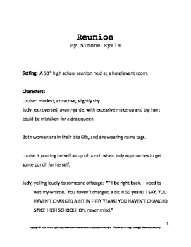 Reunion Drama Theater Two Part Skit Script Middle High School Comedy