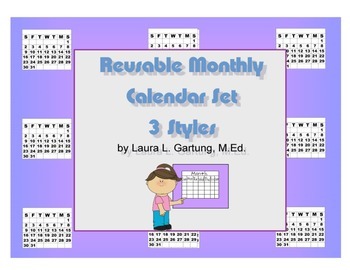 Preview of Calendar Set 11 Months Reusable and in 3 Styles