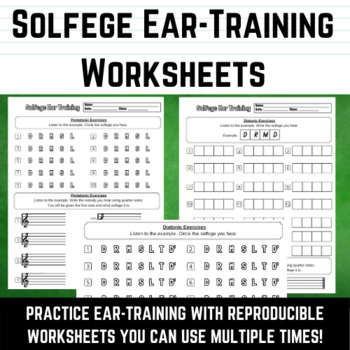 Preview of Reusable Solfege Ear-Training Worksheets for Middle School Choir and Chorus