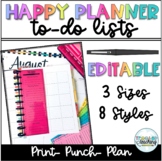 Reusable To-Do Lists- Editable - Sized for the Happy Planner