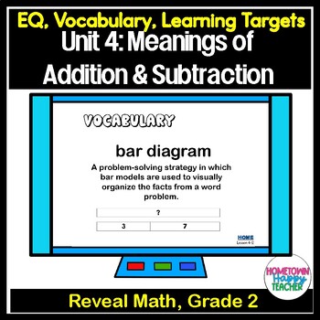 Preview of Reveal Math 2nd Grade Unit 4 -Vocabulary & Essential Questions - Digital & Print