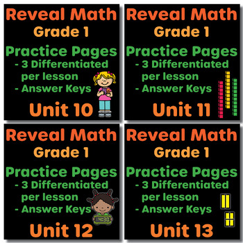 Preview of Reveal Math Units 10-13 BUNDLE Grade 1 Practice Pages | 1st Grade
