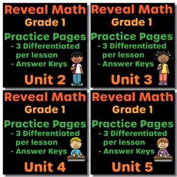 Preview of Reveal Math Units 2-5 BUNDLE Grade 1 Practice Pages | 1st Grade