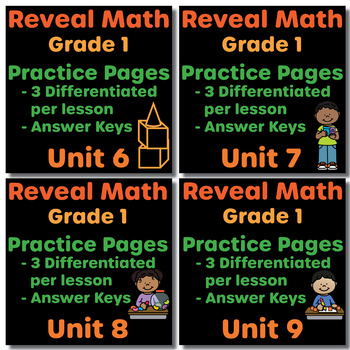 Preview of Reveal Math Units 6-9 BUNDLE Grade 1 Practice Pages | 1st Grade