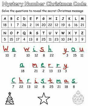 Reveal the Christmas Message - Number Recognition up to 26- 5 different ...