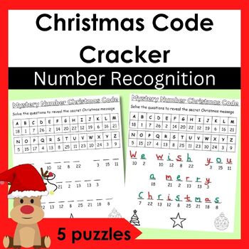 Preview of Christmas Math Puzzles - Number Recognition up to 26- 5 worksheets