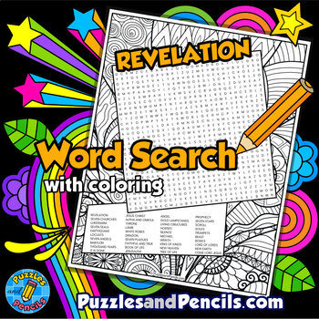 Preview of Revelation Word Search Puzzle Activity with Coloring | Books of the Bible