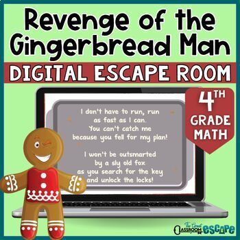 Preview of 4th Grade Winter Math Activity Gingerbread Escape Room for Christmas Time Fun