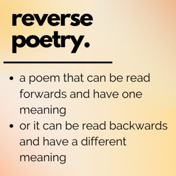 Reverse Poetry Graphic by Modern Minimalistic Materials | TpT