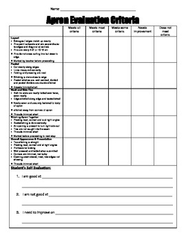 Preview of Reversible Apron - Criteria Evaluation Sheet