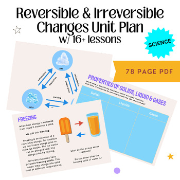 Preview of Australian Curriculum V8.4 Aligned Reversible & Irreversible Changes Unit Plan