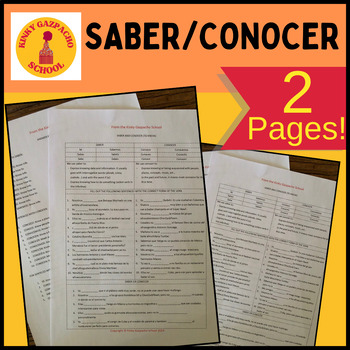 Preview of Review Activity for the Spanish Saber and Conocer Verbs