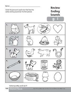 review beginning and ending sounds of g l j and n tpt