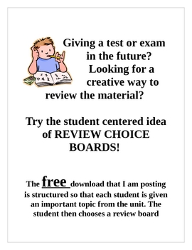 Preview of Review Choice Board - FREE!!