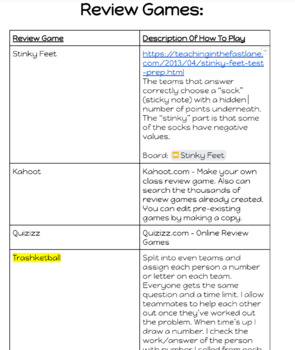 Preview of Review Games: Over 50 Games With Explanations And Links To Resources