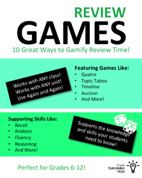 9 Free Exciting Review Games For Middle and High School Students in Grades  6-12