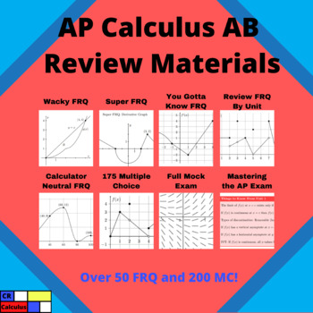 Preview of AP Calculus AB Review FRQ and MC Materials Bundle!