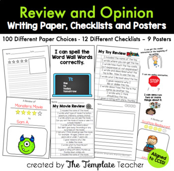 Preview of Review & Opinion Writing Checklists, Posters, and Paper Choices Writing Workshop