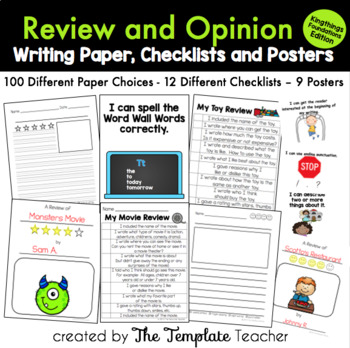 Preview of Review & Opinion Writing Checklists, Posters, and Paper Choices- FOUNDATION FONT