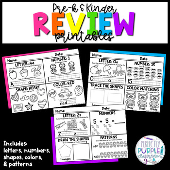 Preview of Review Printables for Preschool & Kindergarten