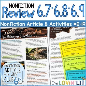 Preview of Review RI.6.7, RI.6.8, RI.6.9 | Chocolate Article #6-19