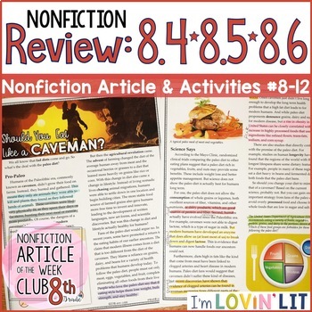 Preview of Review RI.8.4,RI.8.5, RI.8.6 | Should You Eat Like a Caveman? Article #8-12
