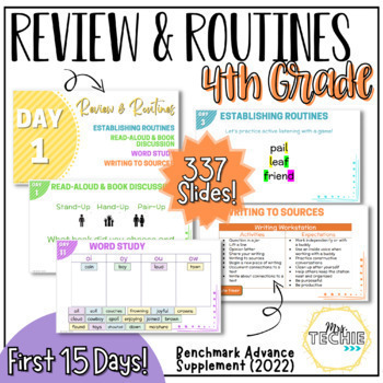 Preview of Review & Routines 4th Grade | Benchmark Advance | Beginning of Year Slides