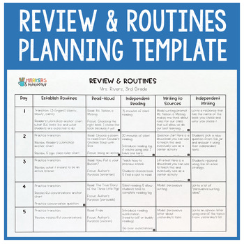 Review & Routines Planning Template (Benchmark Advance) | TpT