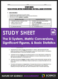 Study Sheet - The SI System, Unit Conversions, Significant