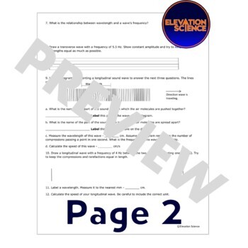 Review Worksheet: Transverse & Longitudinal (sound) Waves by Generation