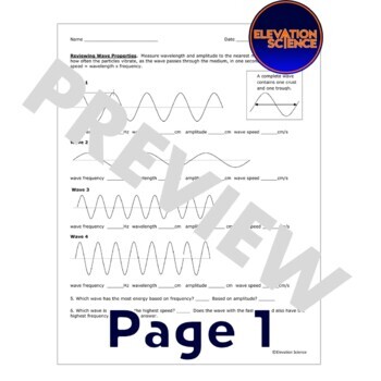 Review Worksheet: Transverse & Longitudinal (sound) Waves ...