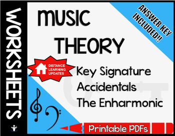 Preview of Review Worksheets: Key Signature, Accidentals, Enharmonic!