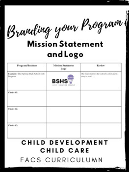 Preview of Review and create your own Child Care program mission statement & logo activity 