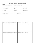 Review of 7th Grade Integers & Expressions