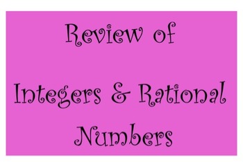 Preview of Review of Integers and Rational Number System