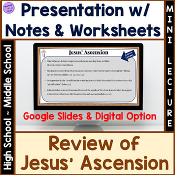 Preview of Bible Lesson Jesus' Ascension Lecture Presentation with Notes and Review Easter