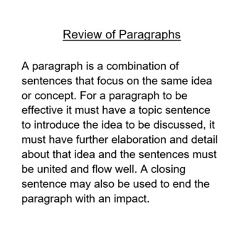 Review of paragraphs by Teachers Helpmate | TPT