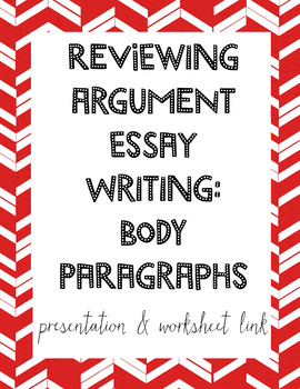 Preview of Reviewing Argument Writing: Body Paragraphs