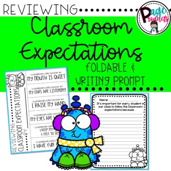 Preview of Reviewing Classroom Expectations Foldable and Writing Prompt